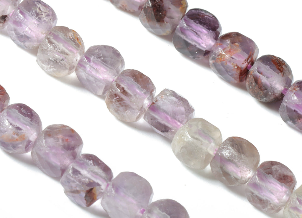 Purple Ghost Cube Beads 4mm - 15.5 inch - Faceted Cube Gemstone Beads - Natural Stone Beads - 4x4mm - NS1103 - DOMEDBAZAAR
