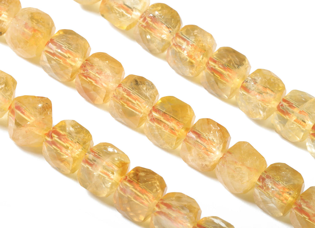 Citrine Cube Beads 6mm - 15.5 inch - Faceted Cube Gemstone Beads - Natural Stone Beads - 6x6mm - NS1105 - DOMEDBAZAAR