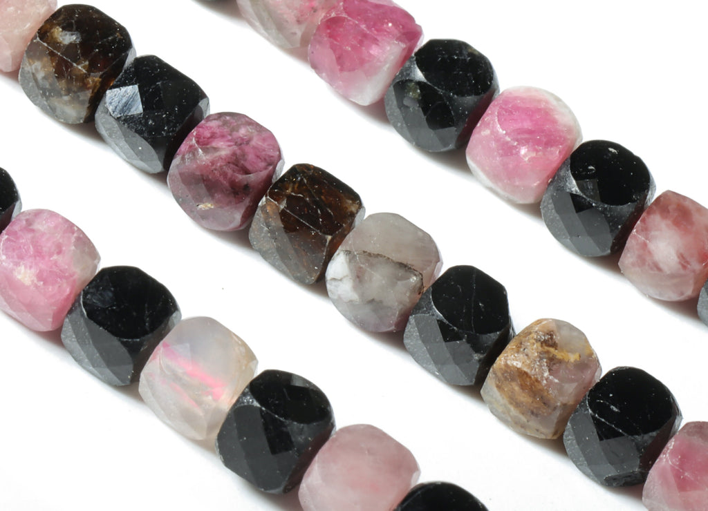Tourmaline Cube Beads 4mm - 15.5 inch - Faceted Cube Gemstone Beads - Natural Stone Beads - 4x4mm - NS1111 - DOMEDBAZAAR