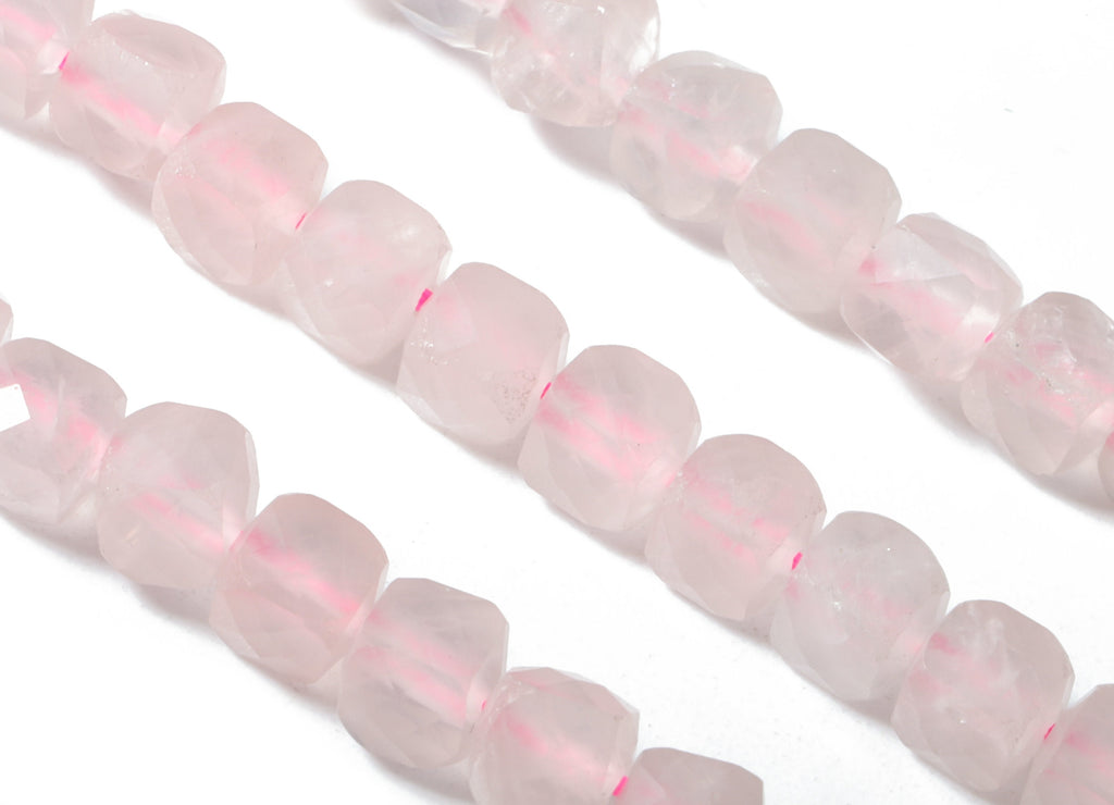 Pink Quartz Cube Beads 4mm - 15.5 inch - Faceted Cube Gemstone Beads - Natural Stone Beads - 4x4mm - NS1112 - DOMEDBAZAAR