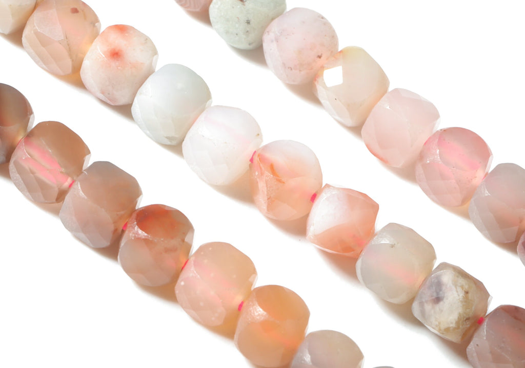 Sakura Agate Cube Beads 4mm - 15.5 inch - Faceted Cube Gemstone Beads - Natural Stone Beads - 4x4mm - NS1122 - DOMEDBAZAAR
