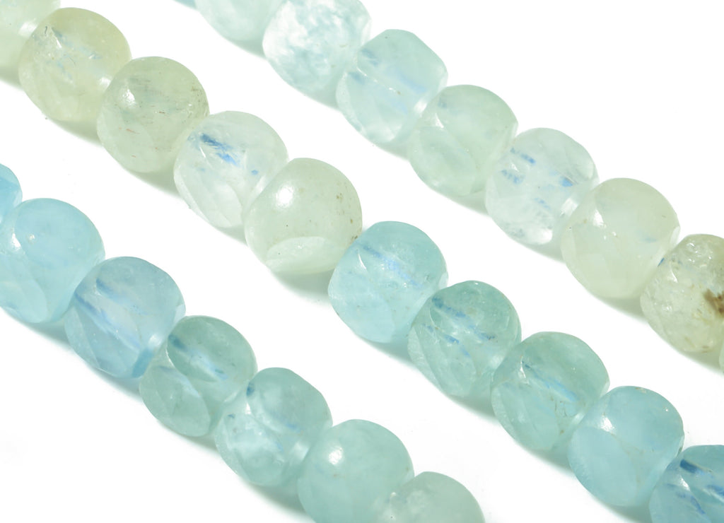 Aquamarine Cube Beads 4mm - 15.5 inch - Faceted Cube Gemstone Beads - Natural Stone Beads - 4x4mm - NS1126 - DOMEDBAZAAR