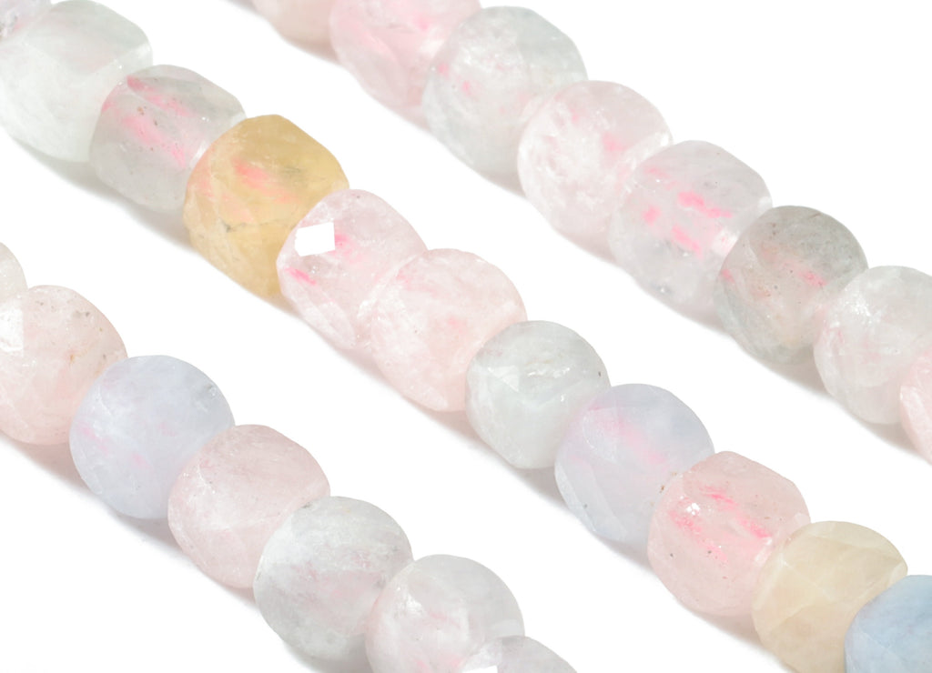 Morganite Cube Beads 4mm - 15.5 inch - Faceted Cube Gemstone Beads - Natural Stone Beads - 4x4mm - NS1132 - DOMEDBAZAAR