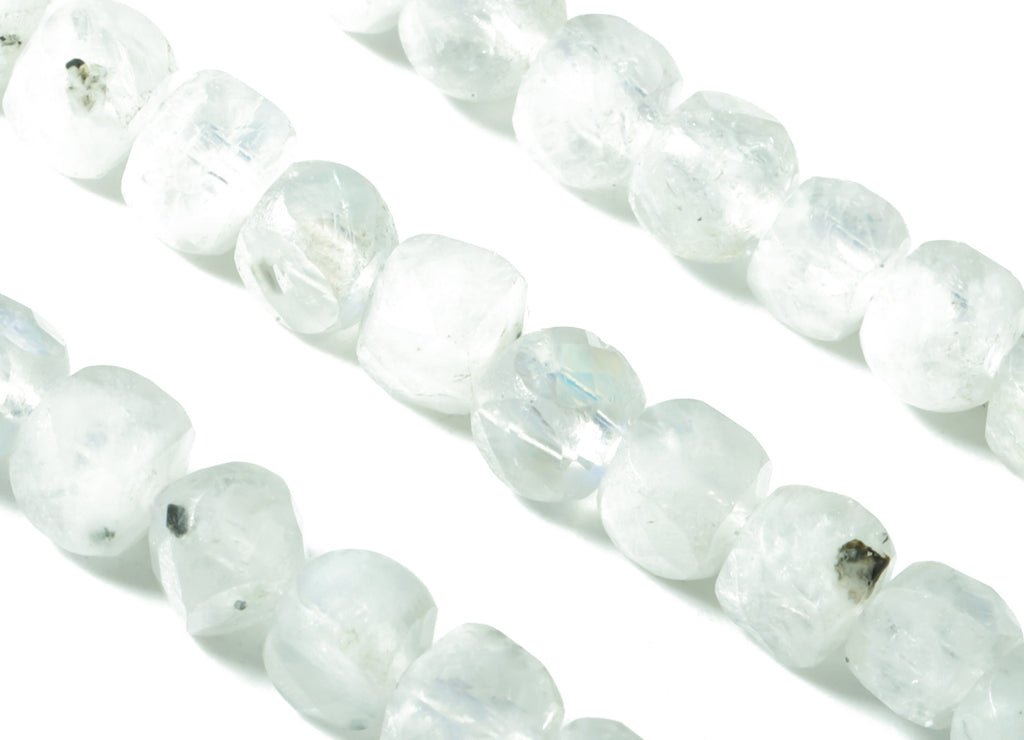 Moon Stone Cube Beads 4mm - 15.5 inch - Faceted Cube Gemstone Beads - Natural Stone Beads - 4x4mm - NS1133 - DOMEDBAZAAR