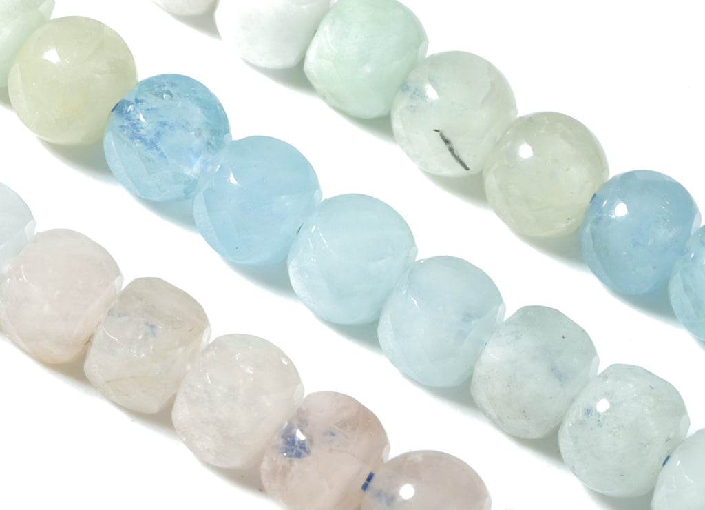 Aquamarine Cube Beads 4mm - 15.5 inch - Faceted Cube Gemstone Beads - Natural Stone Beads - 4x4mm - NS1142 - DOMEDBAZAAR