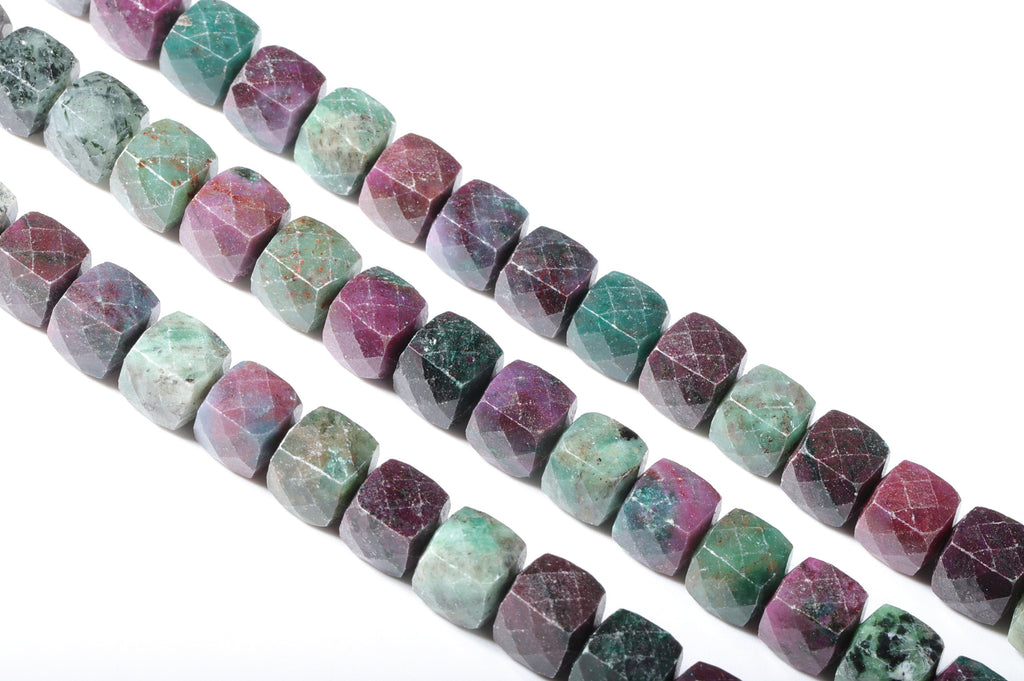 Ruby Zoisite Cube Beads 8mm - 15.5 inch - Faceted Cube Gemstone Beads - Natural Stone Beads - 8x8mm - NS1146 - DOMEDBAZAAR