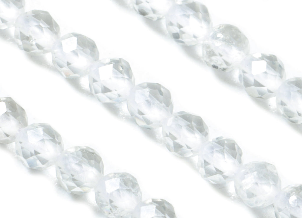 White Crystal Round Beads 2mm - 15.5 inch - Faceted Round Gemstone Beads - Natural Stone Beads - 2x2mm - NS1152 - DOMEDBAZAAR