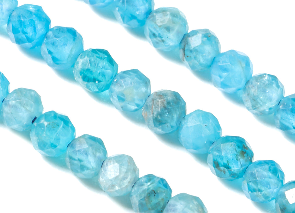 Apatite Round Beads 3mm - 15.5 inch - Faceted Round Gemstone Beads - Natural Stone Beads - 3x3mm - NS1168 - DOMEDBAZAAR
