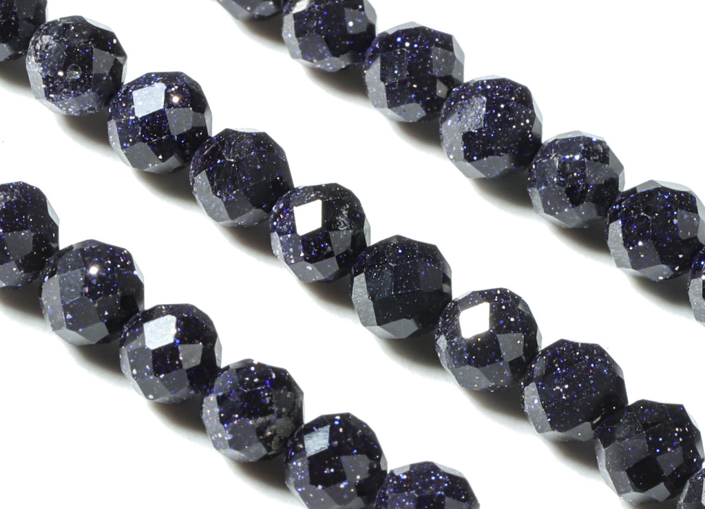 Blue Sand Round Beads 4mm - 15.5 inch - Faceted Round Gemstone Beads - Natural Stone Beads - 4x4mm - NS1170 - DOMEDBAZAAR