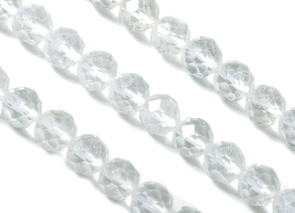 White Crystal Round Beads 4mm - 15.5 inch - Faceted Round Gemstone Beads - Natural Stone Beads - 4x4mm - NS1179 - DOMEDBAZAAR