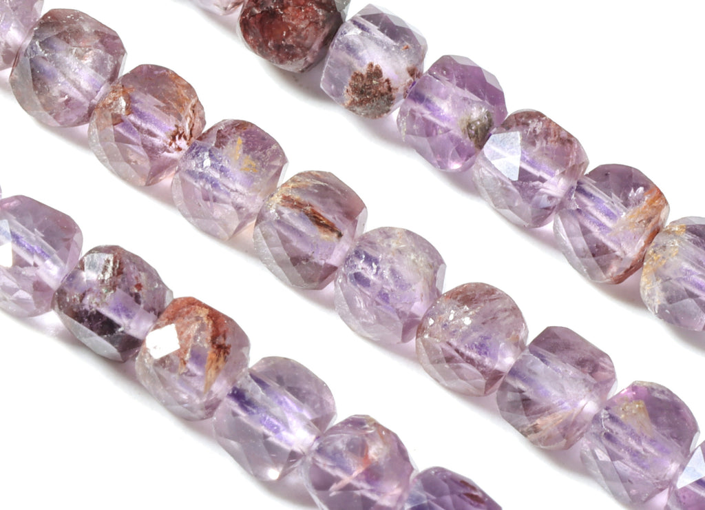 Purple Ghost Cube Beads 4mm - 15.5 inch - Faceted Cube Gemstone Beads - Natural Stone Beads - 4x4mm - NS1186 - DOMEDBAZAAR