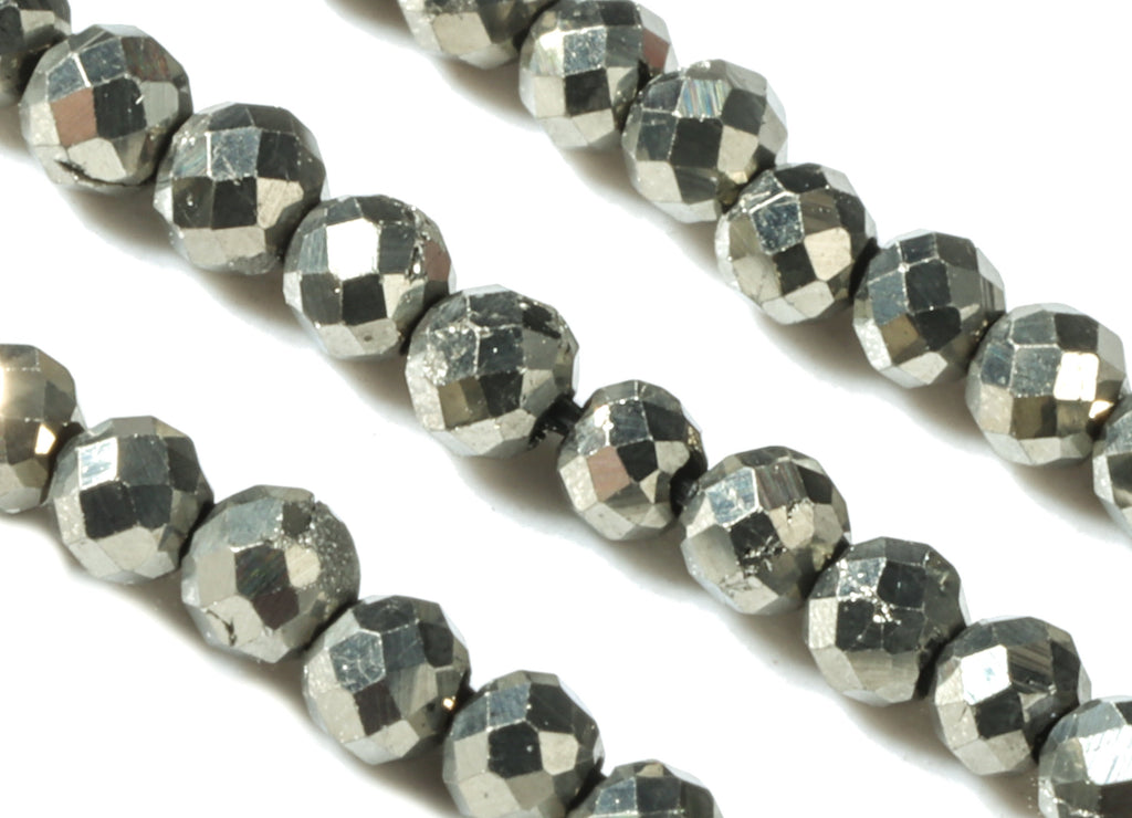 Pyrite Round Beads 2mm - 15.5 inch - Faceted Round Gemstone Beads - Natural Stone Beads - 2x2mm - NS1192 - DOMEDBAZAAR