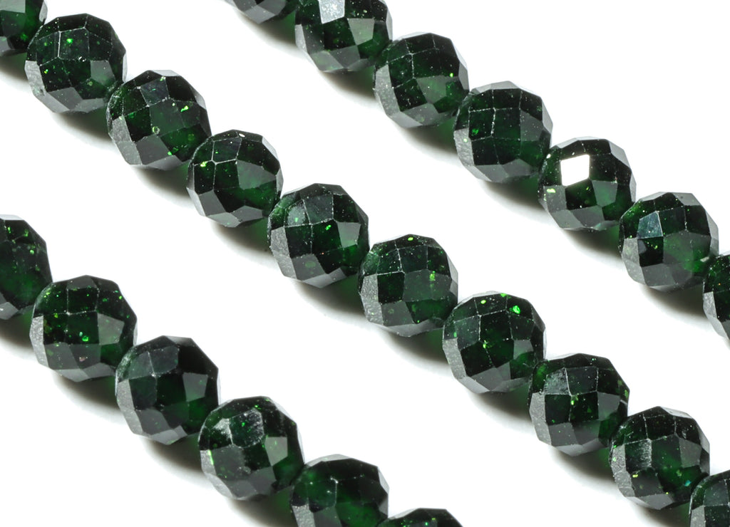 Green Sand Round Beads 4mm - 15.5 inch - Faceted Round Gemstone Beads - Natural Stone Beads - 4x4mm - NS1195 - DOMEDBAZAAR