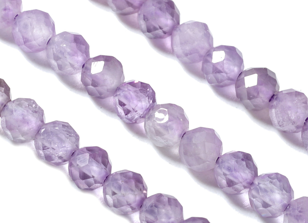 Amethyst Round Beads 4mm - 15.5 inch - Faceted Round Gemstone Beads - Natural Stone Beads - 4x4mm - NS1197 - DOMEDBAZAAR
