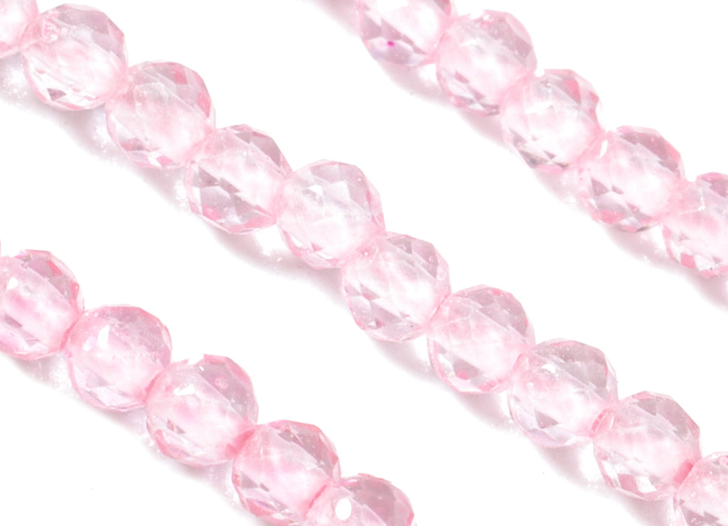 Pink Crystal Round Beads 2mm - 15.5 inch - Faceted Round Gemstone Beads - Natural Stone Beads - 2x2mm - NS1200D - DOMEDBAZAAR