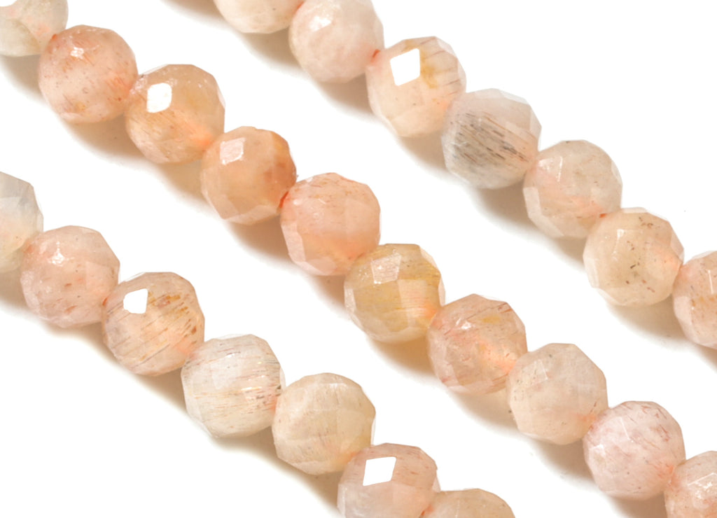 Sun Stone Round Beads 3mm - 15.5 inch - Faceted Round Gemstone Beads - Natural Stone Beads - Choi Moon Bdeas - 3x3mm - NS1205 - DOMEDBAZAAR