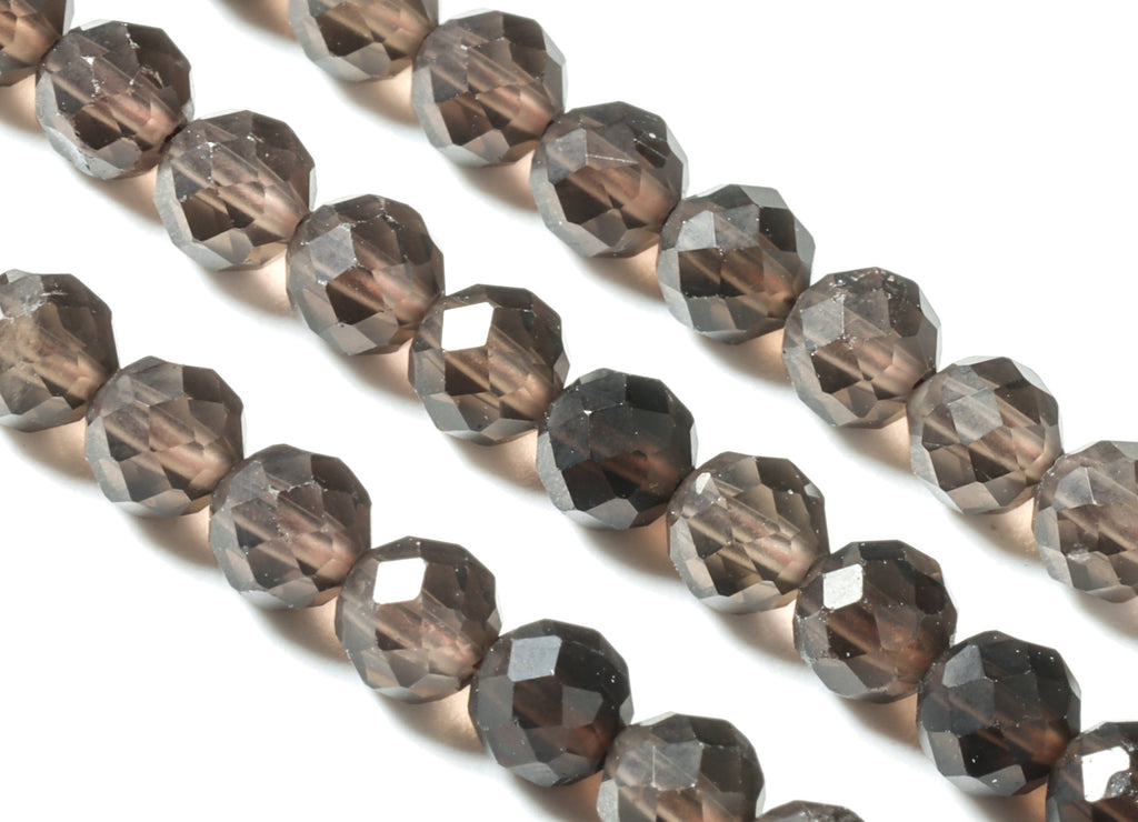 Tea coloured Crystal Round Beads 4mm - 15.5 inch - Faceted Round Gemstone Beads - Natural Stone Beads - 4x4mm - NS1206 - DOMEDBAZAAR