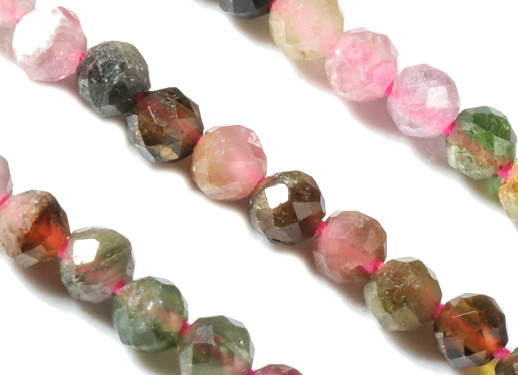Tourmaline Round Beads 2mm - 15.5 inch - Faceted Round Gemstone Beads - Natural Stone Beads - 2x2mm - NS1208 - DOMEDBAZAAR