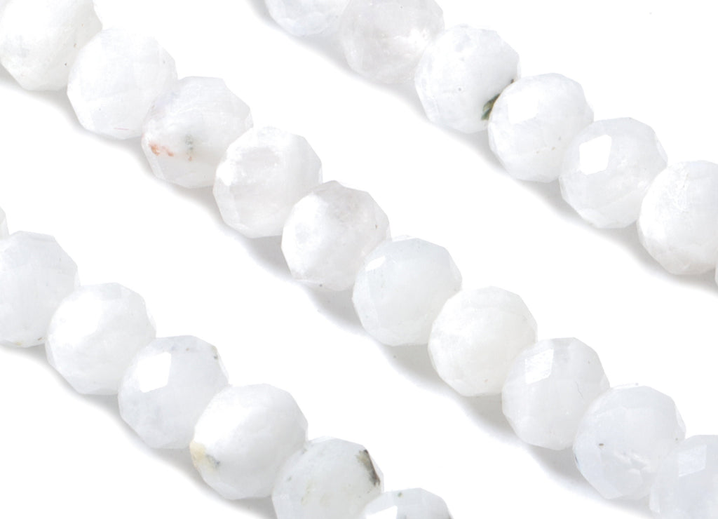Moon Stone Round Beads 4mm - 15.5 inch - Faceted Round Gemstone Beads - Natural Stone Beads - 4mm - NS1211 - DOMEDBAZAAR