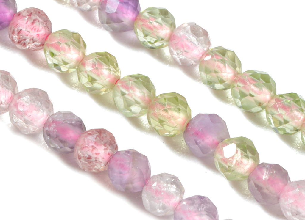 Fire Lines of Crystal Round Beads 2mm - 15.5 inch - Faceted Round Gemstone Beads - Natural Stone Beads - 2x2mm - NS1214 - DOMEDBAZAAR