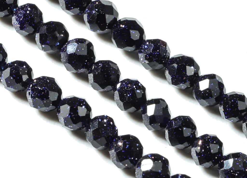 Blue Sand Round Beads 3mm - 15.5 inch - Faceted Round Gemstone Beads - Natural Stone Beads - 3x3mm - NS1220 - DOMEDBAZAAR