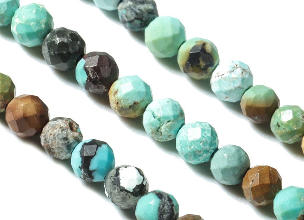 Turquoise Round Beads 3mm - 15.5 inch - Faceted Round Gemstone Beads - Natural Stone Beads - 3x3mm - NS1232 - DOMEDBAZAAR