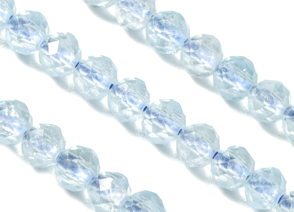 Aquamarine Round Beads 3mm - 15.5 inch - Faceted Round Gemstone Beads - Natural Stone Beads - 3x3mm - NS1233 - DOMEDBAZAAR