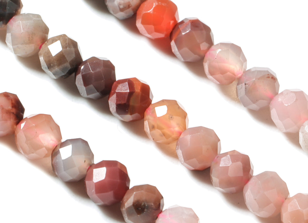 Agate Stone Round Beads 3mm - 15.5 inch - Faceted Round Gemstone Beads - Natural Stone Beads  - 3x3mm - NS1238 - DOMEDBAZAAR
