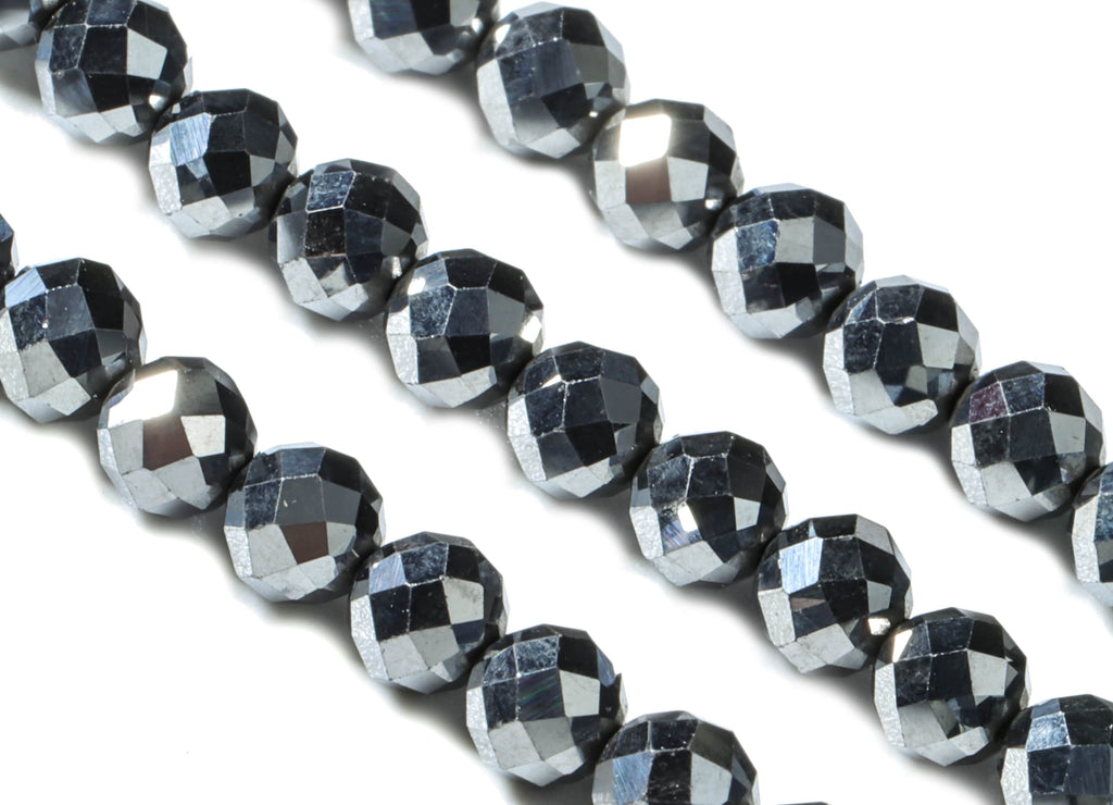 Titanium Hezi Round Beads 4mm - 15.5 inch - Faceted Round Gemstone Beads - Natural Stone Beads - 4x4mm - NS1242 - DOMEDBAZAAR