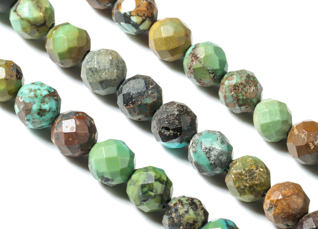 Turquoise Round Beads 4mm - 15.5 inch - Faceted Round Gemstone Beads - Natural Stone Beads - 4x4mm - NS1250 - DOMEDBAZAAR