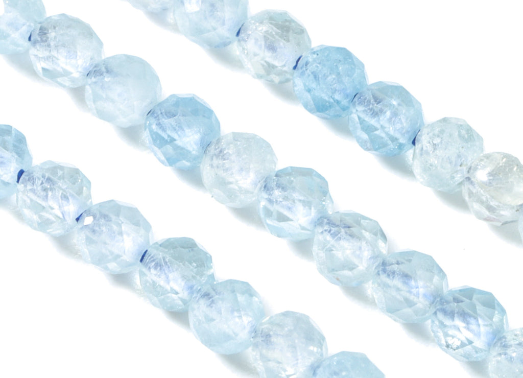 Aquamarine Round Beads 2mm - 15.5 inch - Faceted Round Gemstone Beads - Natural Stone Beads - 2x2mm - NS1251 - DOMEDBAZAAR