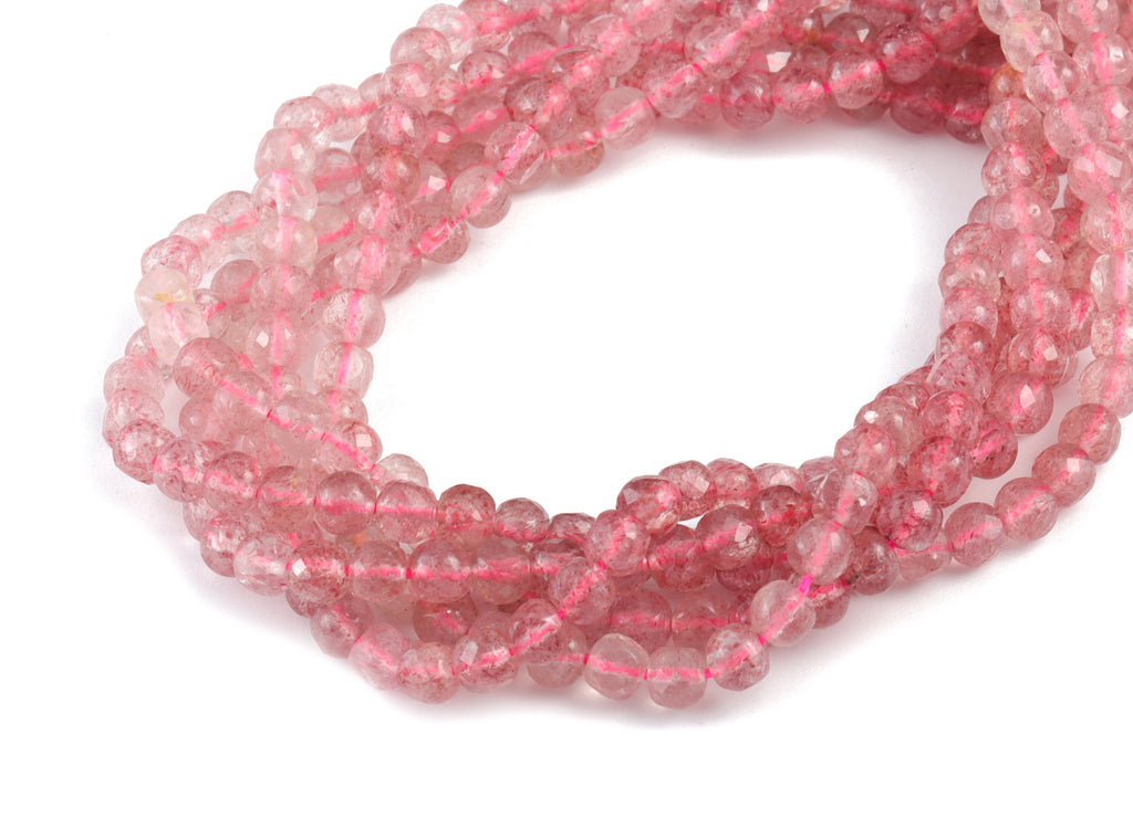 Strawberry Round Beads 4mm - 15.5 inch -  Round Gemstone Beads - Natural Stone Beads  - 4x4mm - NS1067 - DOMEDBAZAAR