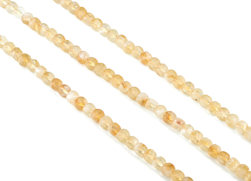 Citrine Cube Beads 4mm - 15.5 inch - Faceted Cube Gemstone Beads - Natural Stone Beads - 4x4mm - NS1074 - DOMEDBAZAAR