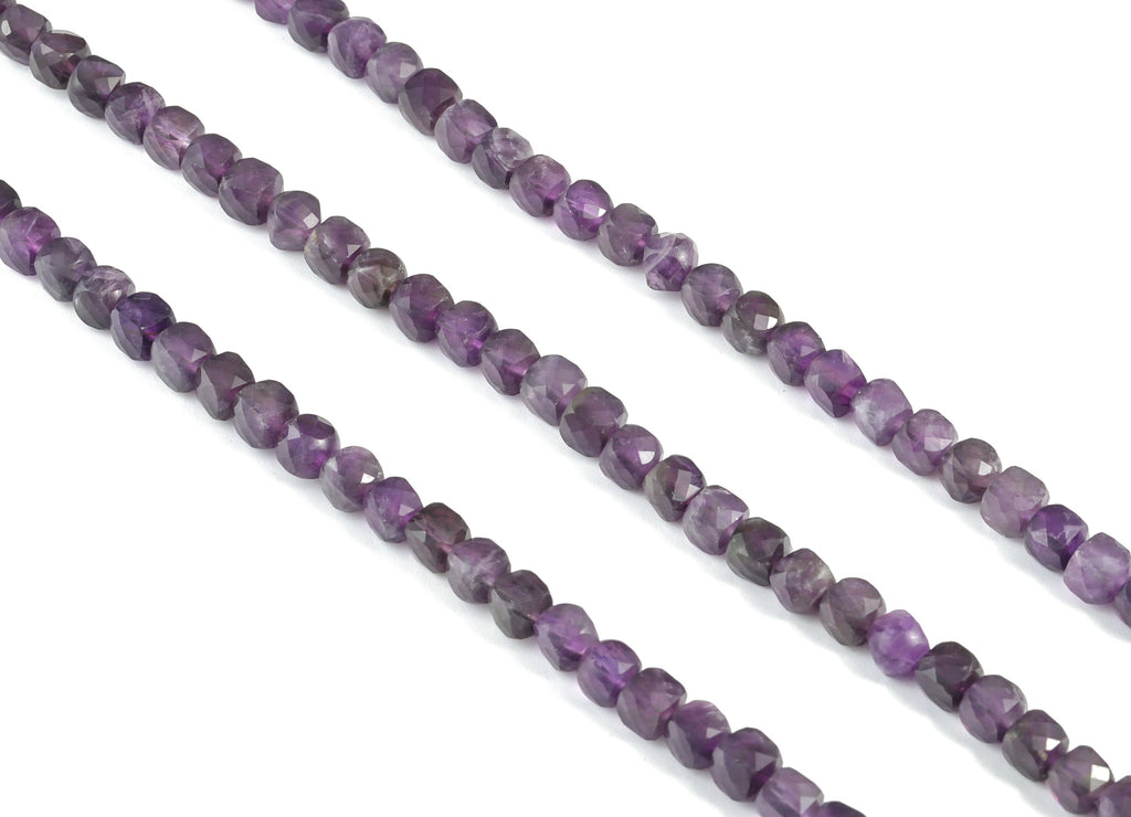 Amethyst Cube Beads 6mm - 15.5 inch - Faceted Cube Gemstone Beads - Natural Stone Beads  - 6x6mm - NS1078 - DOMEDBAZAAR