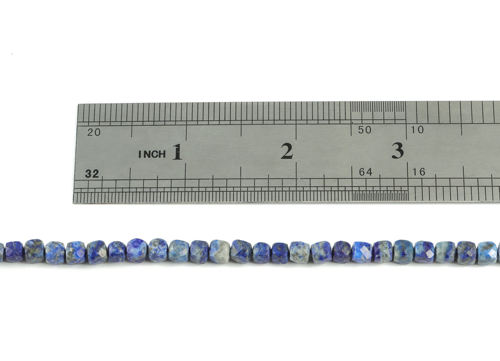 Lapis Cube Beads 4mm - 15.5 inch - Faceted Cube Gemstone Beads - Natural Stone Beads - 4x4mm - NS1079 - DOMEDBAZAAR