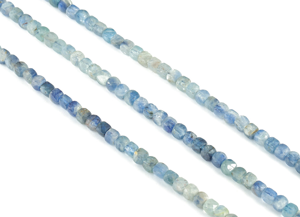 Kyanite Cube Beads 4mm - 15.5 inch - Faceted Cube Gemstone Beads - Natural Stone Beads  - 4x4mm - NS1080 - DOMEDBAZAAR