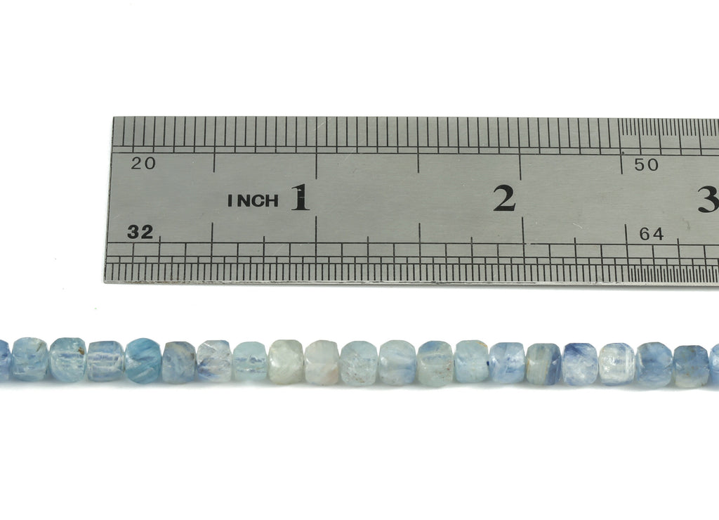 Kyanite Cube Beads 4mm - 15.5 inch - Faceted Cube Gemstone Beads - Natural Stone Beads  - 4x4mm - NS1080 - DOMEDBAZAAR