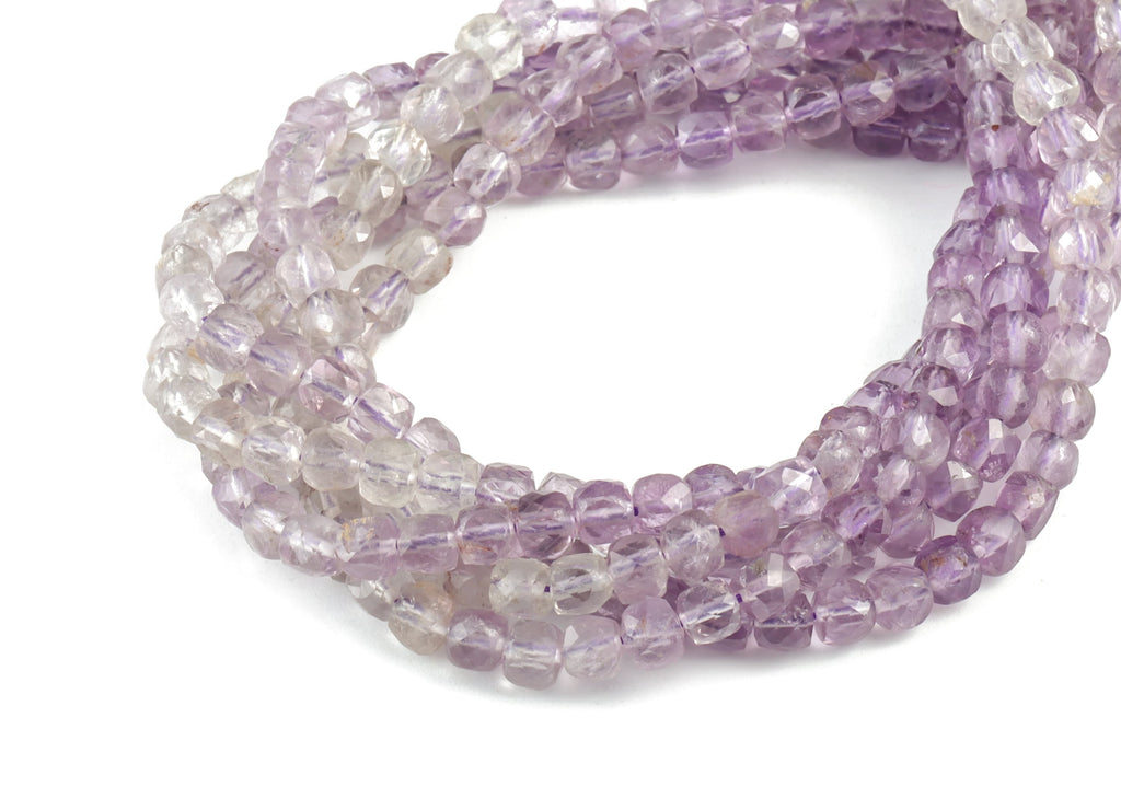 Purple Ghost Cube Beads 4mm - 15.5 inch - Faceted Cube Gemstone Beads - Natural Stone Beads  - 4x4mm - NS1081 - DOMEDBAZAAR