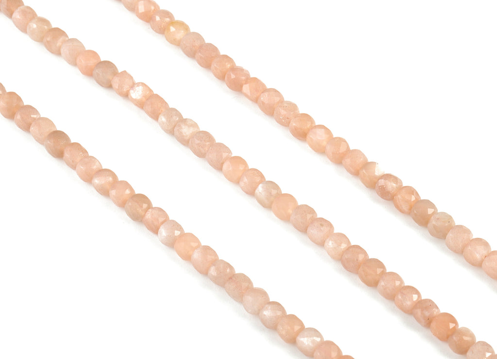Moon Stone Cube Beads 4mm - 15.5 inch - Faceted Cube Gemstone Beads - Natural Stone Beads - 4x4mm - NS1082 - DOMEDBAZAAR
