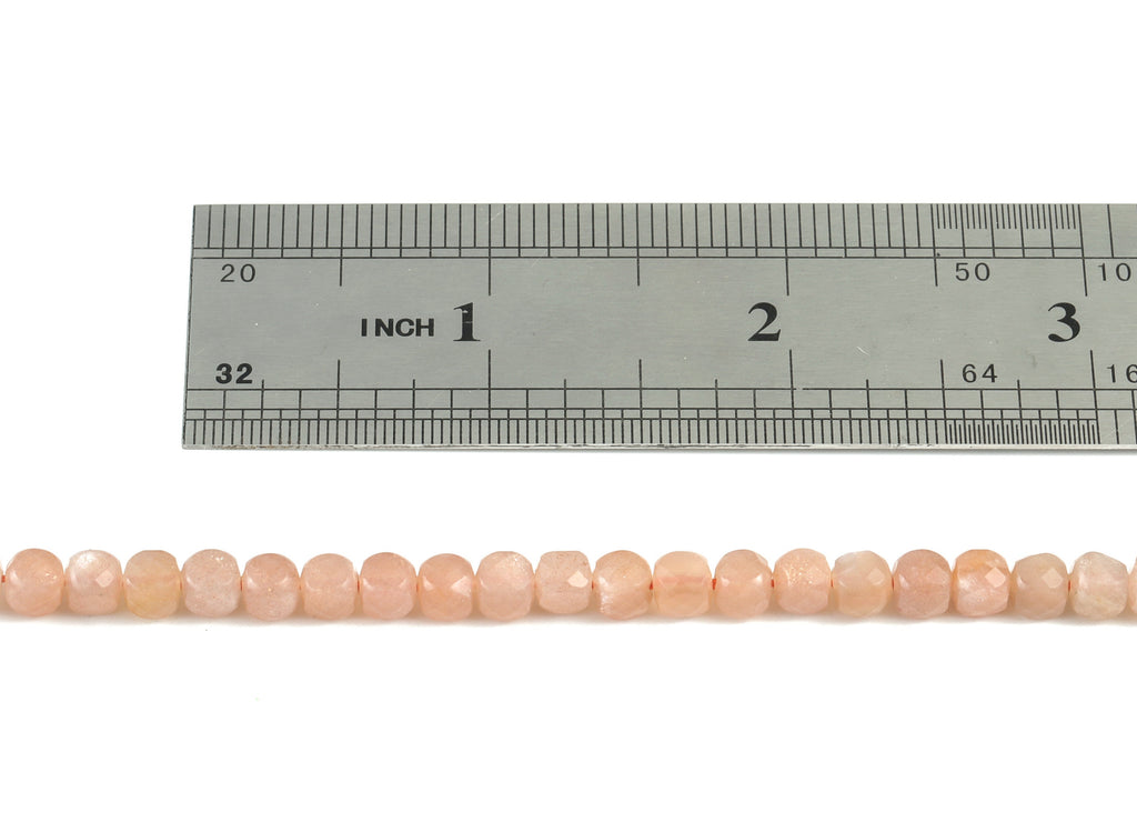 Moon Stone Cube Beads 4mm - 15.5 inch - Faceted Cube Gemstone Beads - Natural Stone Beads - 4x4mm - NS1082 - DOMEDBAZAAR