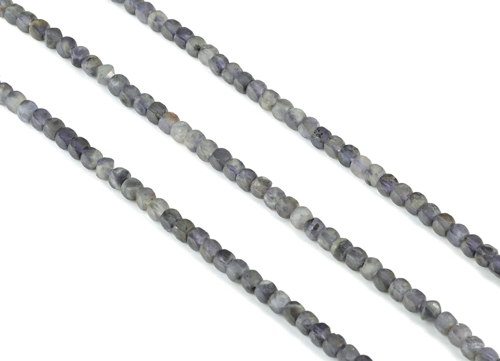 Lolite Stone Cube Beads 4mm - 15.5 inch - Faceted Cube Gemstone Beads - Natural Stone Beads - 4x4mm - NS1086 - DOMEDBAZAAR