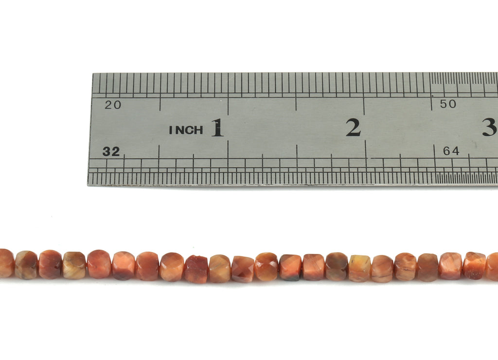Red Tiger Cube Beads 4mm - 15.5 inch - Faceted Cube Gemstone Beads - Natural Stone Beads - 4x4mm - NS1089 - DOMEDBAZAAR