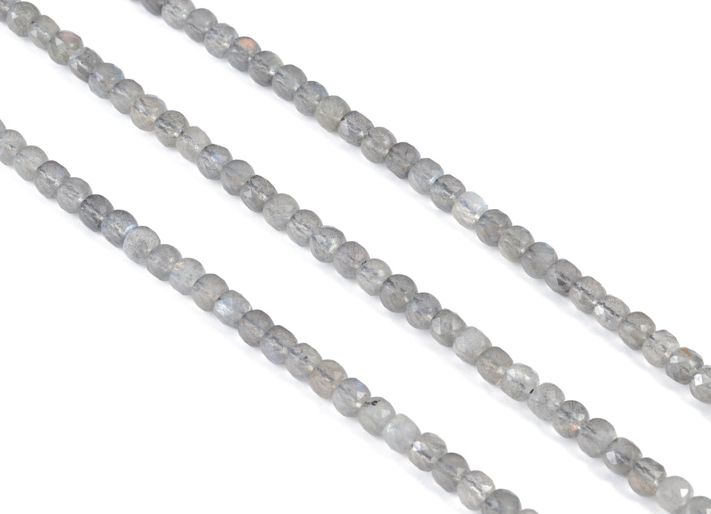 Labadorite Cube Beads 4mm - 15.5 inch - Faceted Cube Gemstone Beads - Natural Stone Beads - 4x4mm - NS1096 - DOMEDBAZAAR