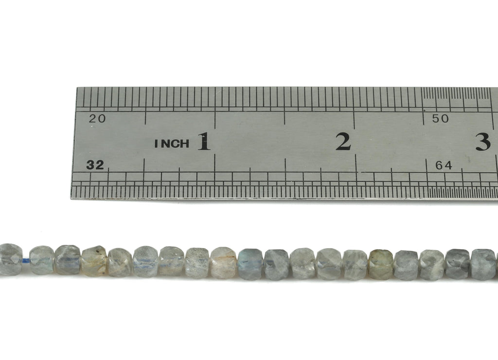 Labadorite Cube Beads 4mm - 15.5 inch - Faceted Cube Gemstone Beads - Natural Stone Beads - 4x4mm - NS1097 - DOMEDBAZAAR