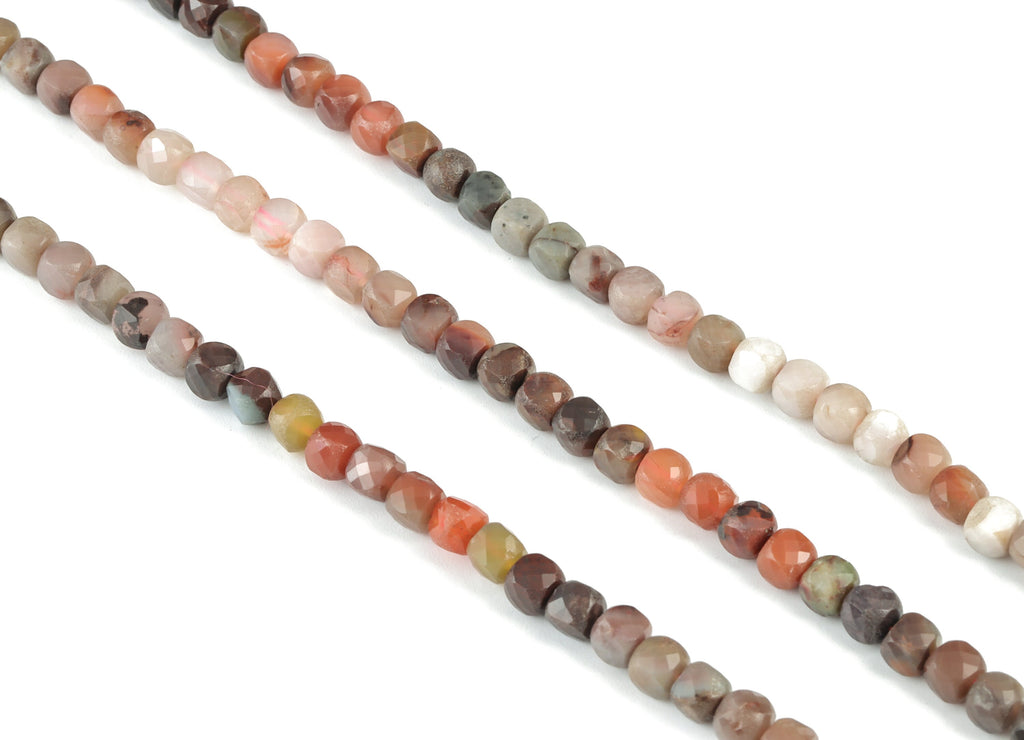Sakura Agate Cube Beads 5mm - 15.5 inch - Faceted Cube Gemstone Beads - Natural Stone Beads - 5x5mm - NS1098 - DOMEDBAZAAR