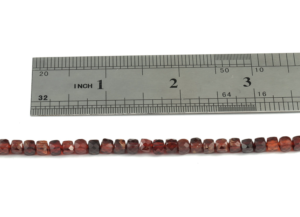 Garnet Cube Beads 4mm - 15.5 inch - Faceted Cube Gemstone Beads - Natural Stone Beads - 4x4mm - NS1102 - DOMEDBAZAAR