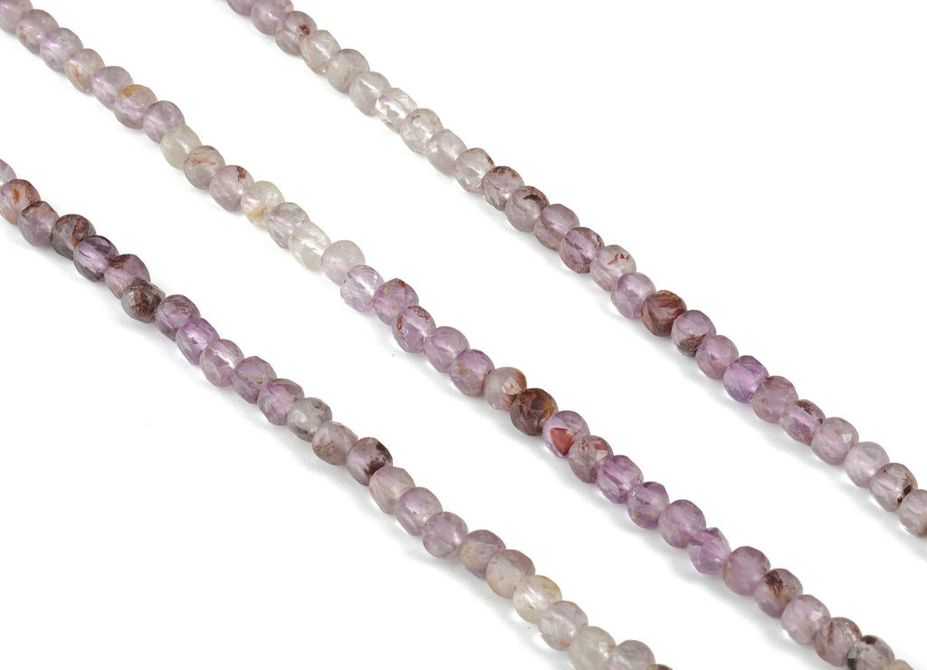 Purple Ghost Cube Beads 4mm - 15.5 inch - Faceted Cube Gemstone Beads - Natural Stone Beads - 4x4mm - NS1103 - DOMEDBAZAAR