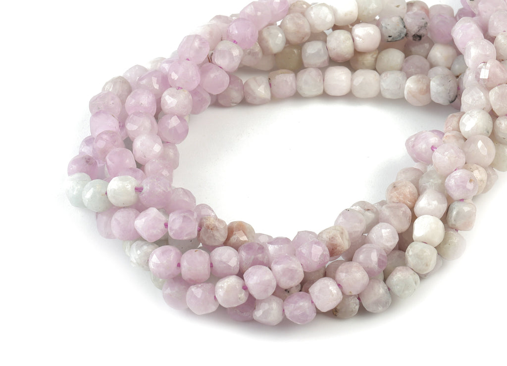 Kunzite Cube Beads 4mm - 15.5 inch - Faceted Cube Gemstone Beads - Natural Stone Beads - 4x4mm - NS1106 - DOMEDBAZAAR