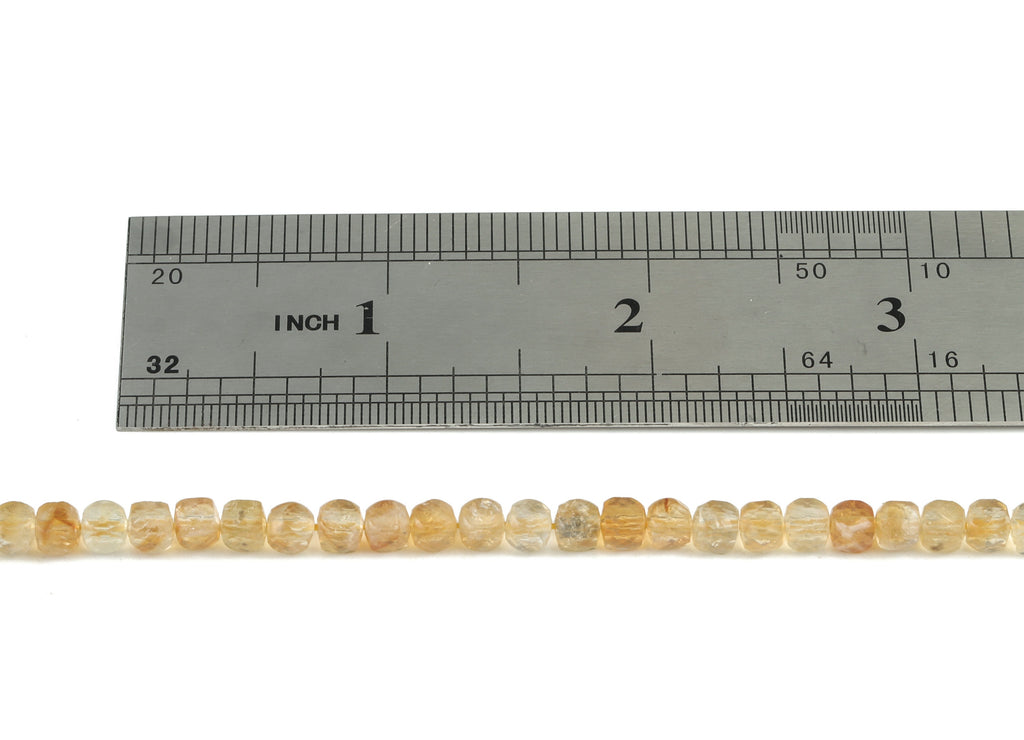 Citrine Cube Beads 4mm - 15.5 inch - Faceted Cube Gemstone Beads - Natural Stone Beads - 4x4mm - NS1107 - DOMEDBAZAAR