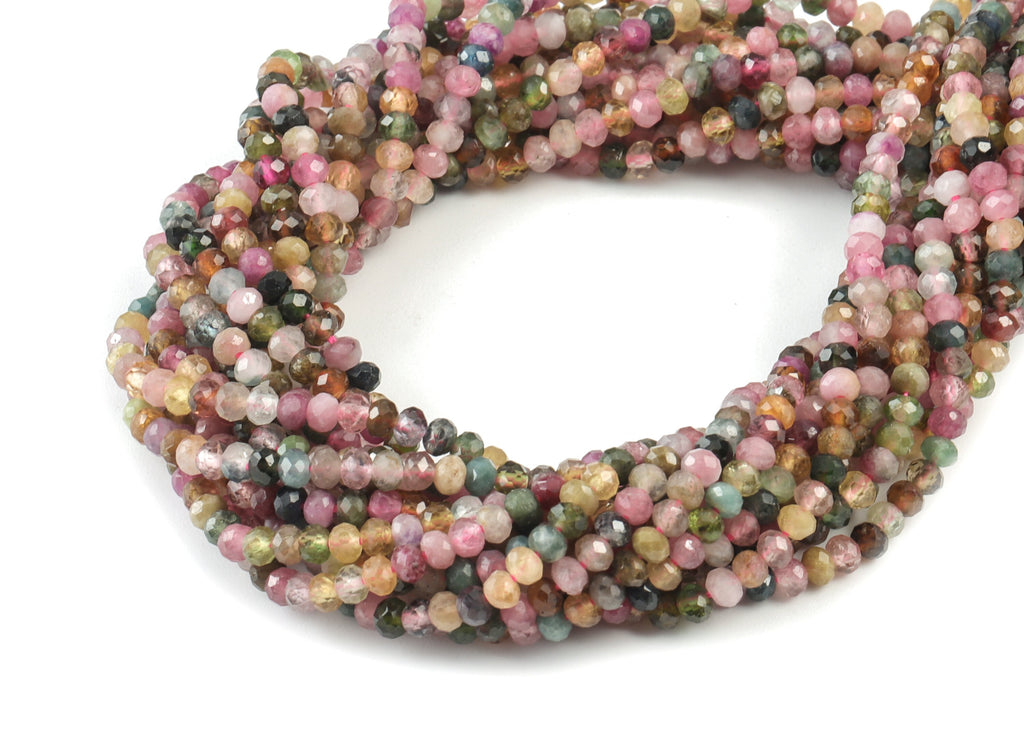 Tourmaline Round Beads 2-3mm - 15.5 inch - Faceted Round Gemstone Beads - 3A Tourmaline Natural Stone Beads  - 2x3mm - NS1110 - DOMEDBAZAAR